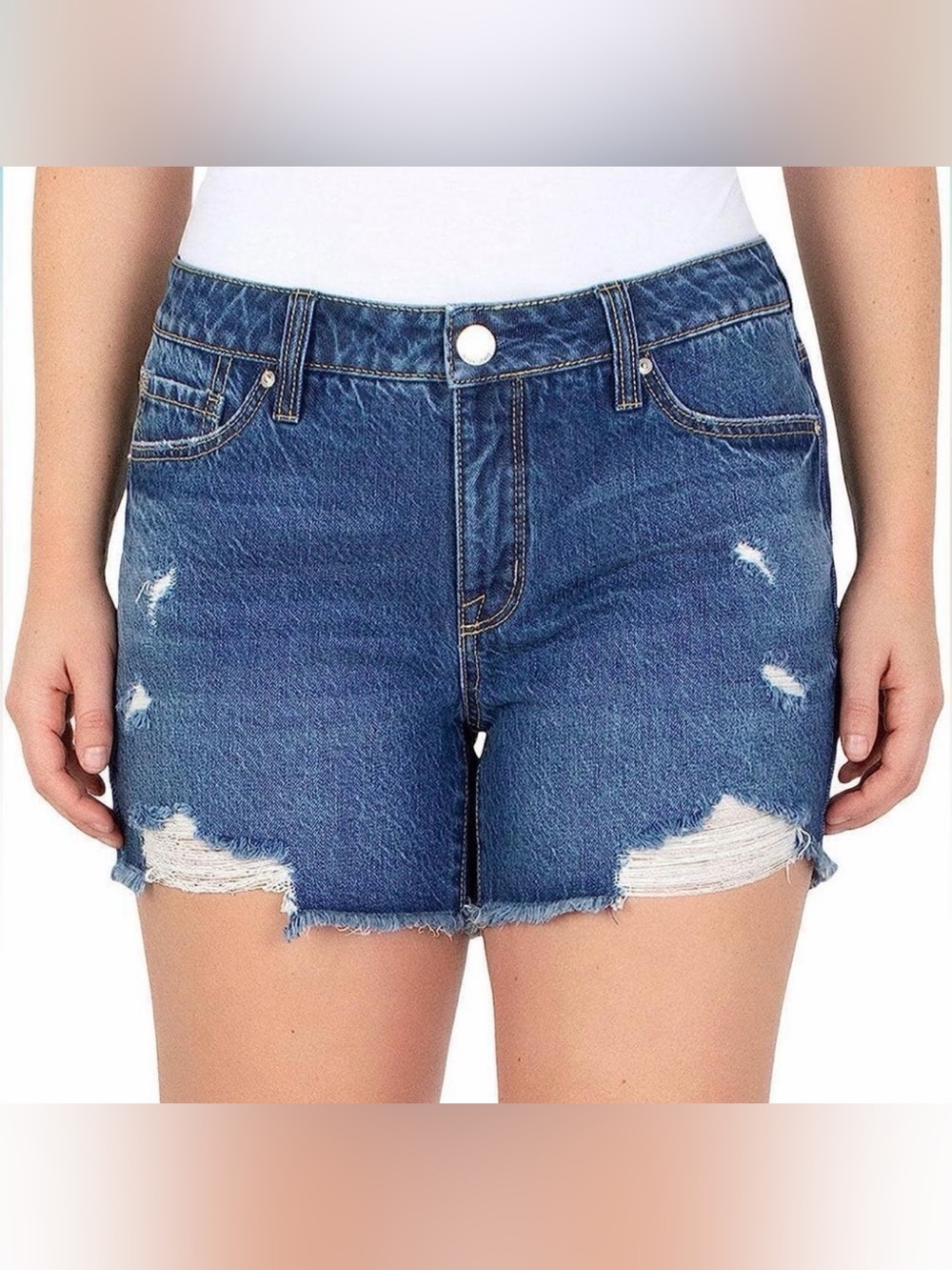Seven7 Weekend Casual Distressed Denim Jean Shorts 100% Cotton Size 12